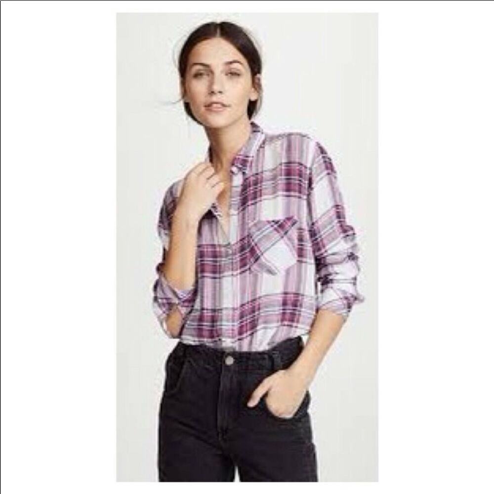 Rails Charli Plaid Linen Button Down Top